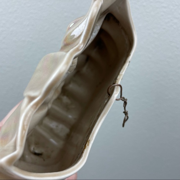 VTG Ceramic Pink Gold Glossy Flower Hanging Wall Pocket Plant Propagation Statio - Picture 10 of 16